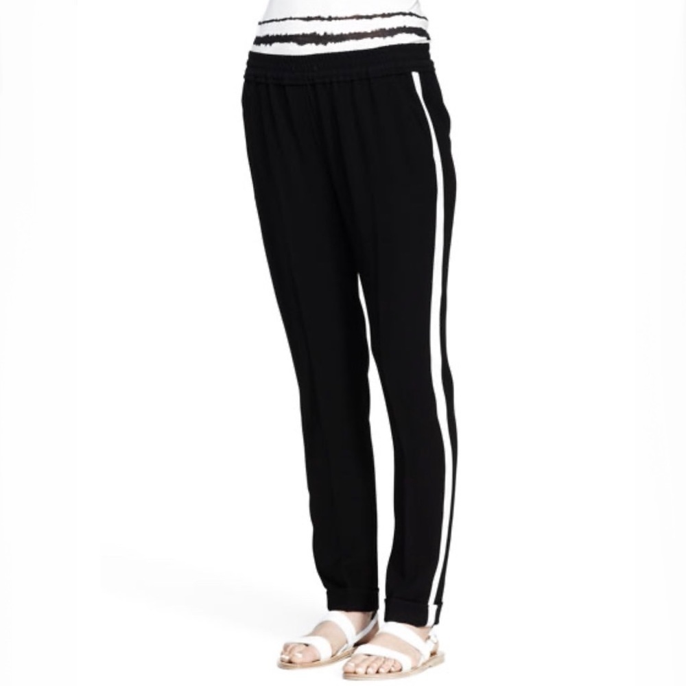 A.L.C. Tuxedo Stripe PULL ON CREPE TRACK PANTS